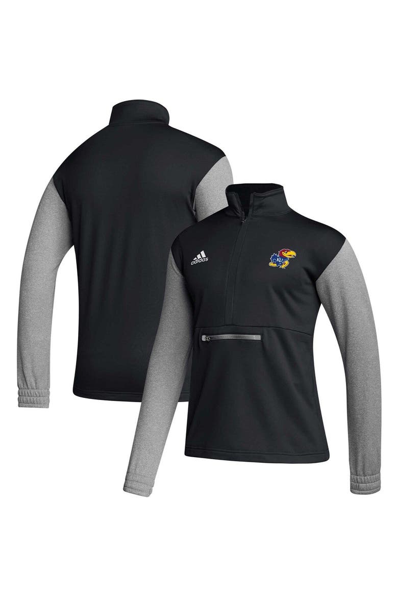 Men's adidas Black Kansas Jayhawks Sideline AEROREADY Half-Zip Top, Main, color, Black