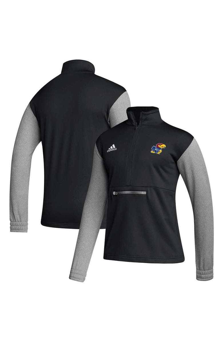 adidas Men's adidas Black Kansas Jayhawks Sideline AEROREADY Half-Zip Top, Main, color, Black