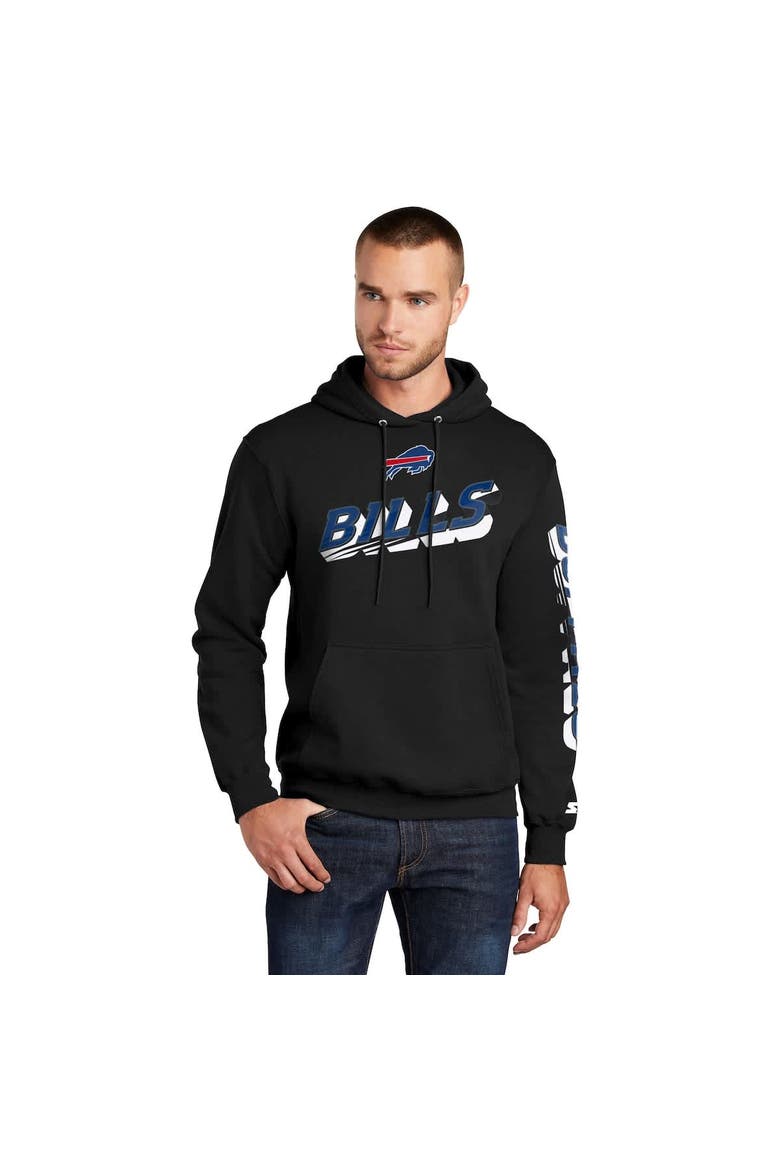 Men's Starter Black Buffalo Bills Wordmark Logo Pullover Hoodie, Alternate, color, Black