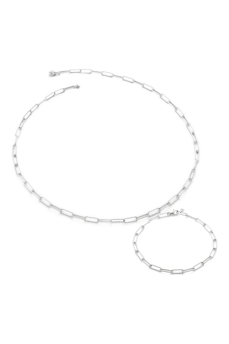 Alta Textured Chain Necklace & Bracelet Set, Main, color, STERLING SILVER