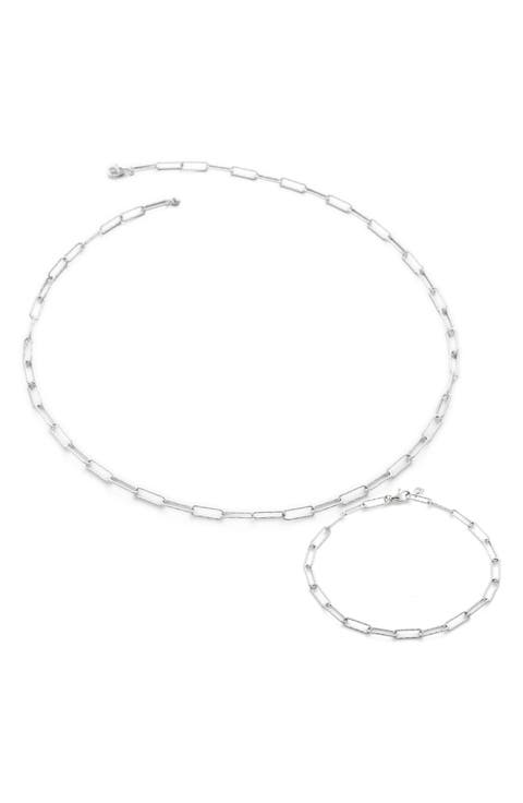 Alta Textured Chain Necklace & Bracelet Set