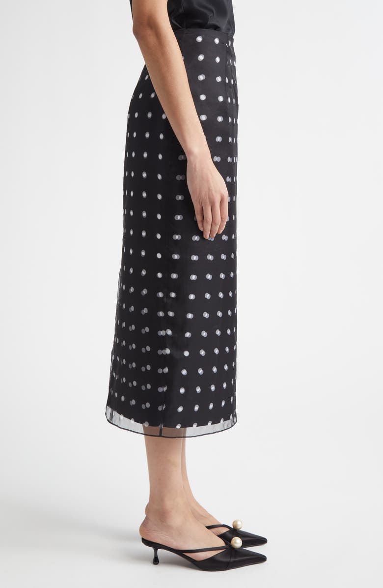 Emilia Wickstead Bethan Layered Polka Dot Silk Organza Midi Skirt, Alternate, color, Black Polka Dot
