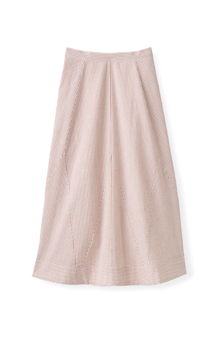 Cartolina Liberty Seersucker Midi Skirt, Main, color, Camel Stripe