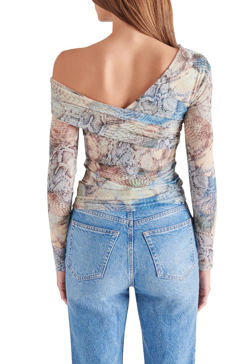 Pacie One-Shoulder Mesh Top, Alternate, color, BLUE MULTI