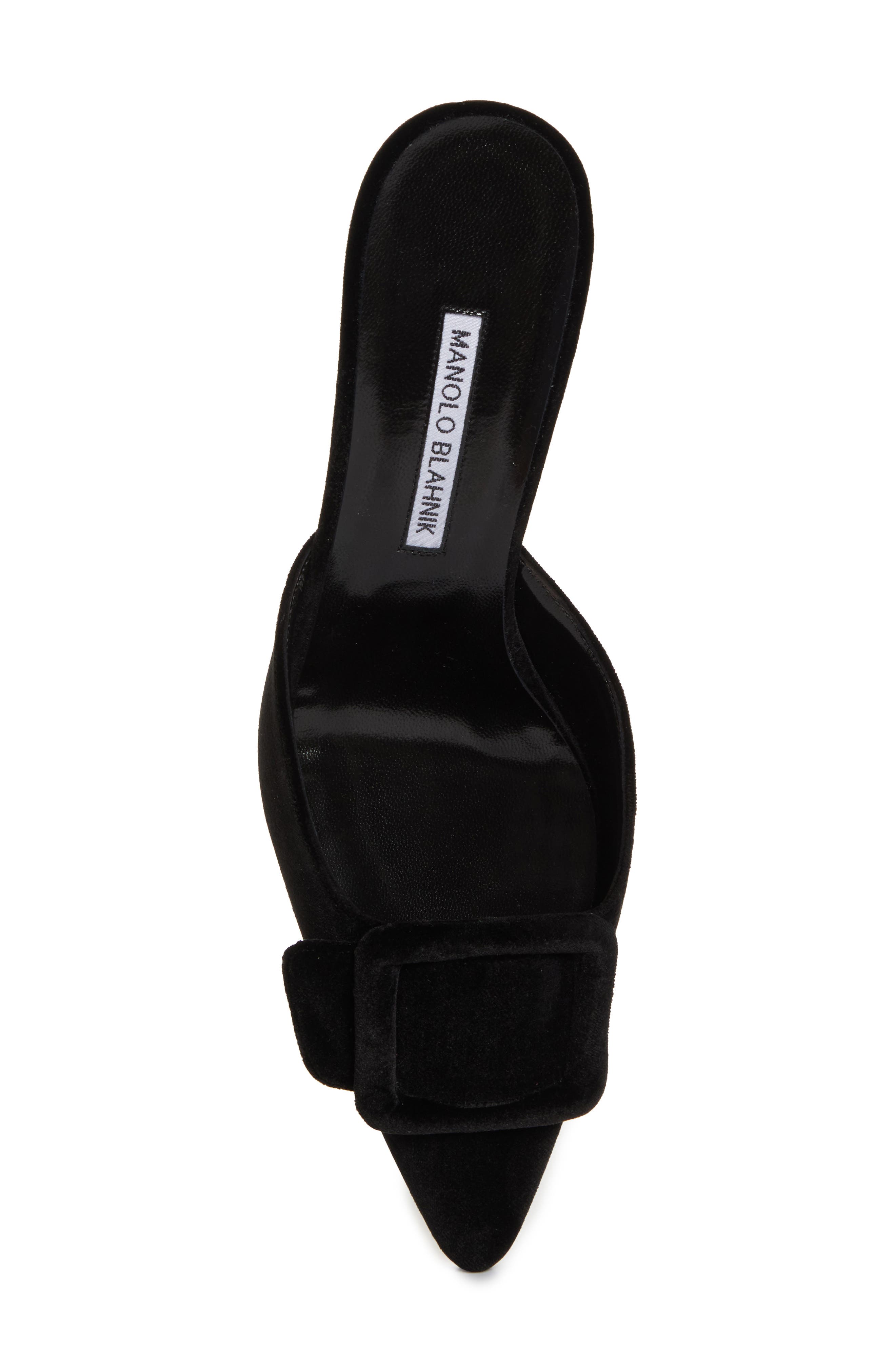 Manolo Blahnik Maysale Buckle Pointed Toe Mule, Alternate, color, Black