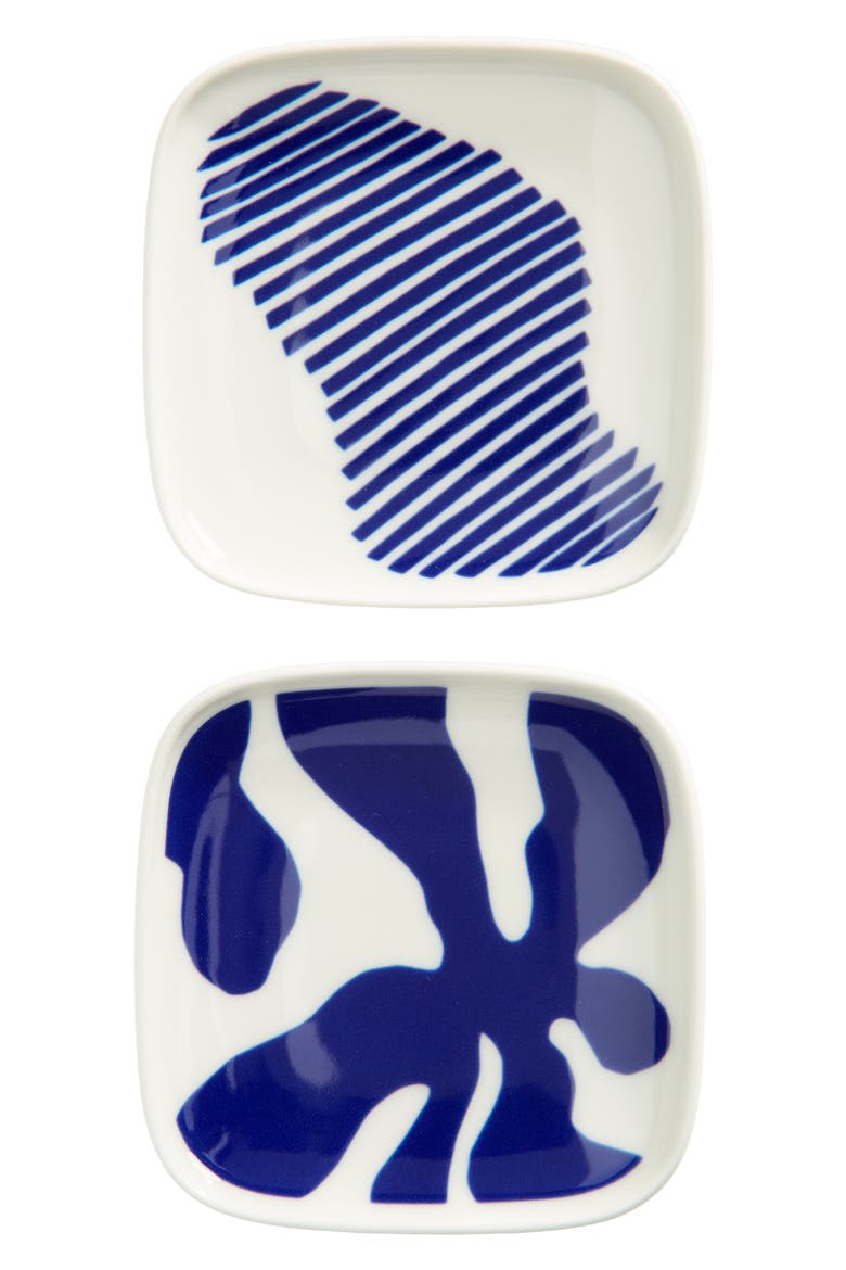 Ruudut Set of 2 Square Plates, Main, color, BLUE