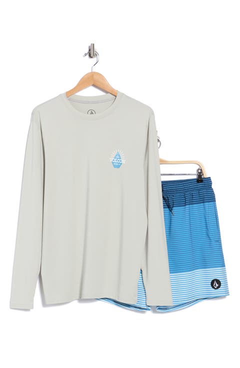 Long Sleeve Rashguard & Board Shorts Set