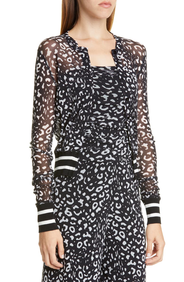 Fuzzi Graphic Leopard Print Tulle Bomber Jacket, Alternate, color,