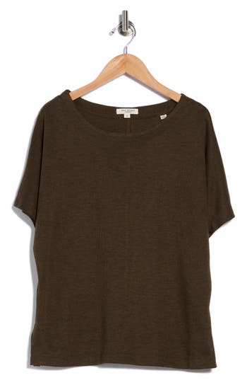 Max Studio Short Sleeve Knit T-shirt In Brown