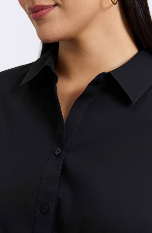Foxcroft June Stretch Cotton Blend Button-up Shirt In Blue