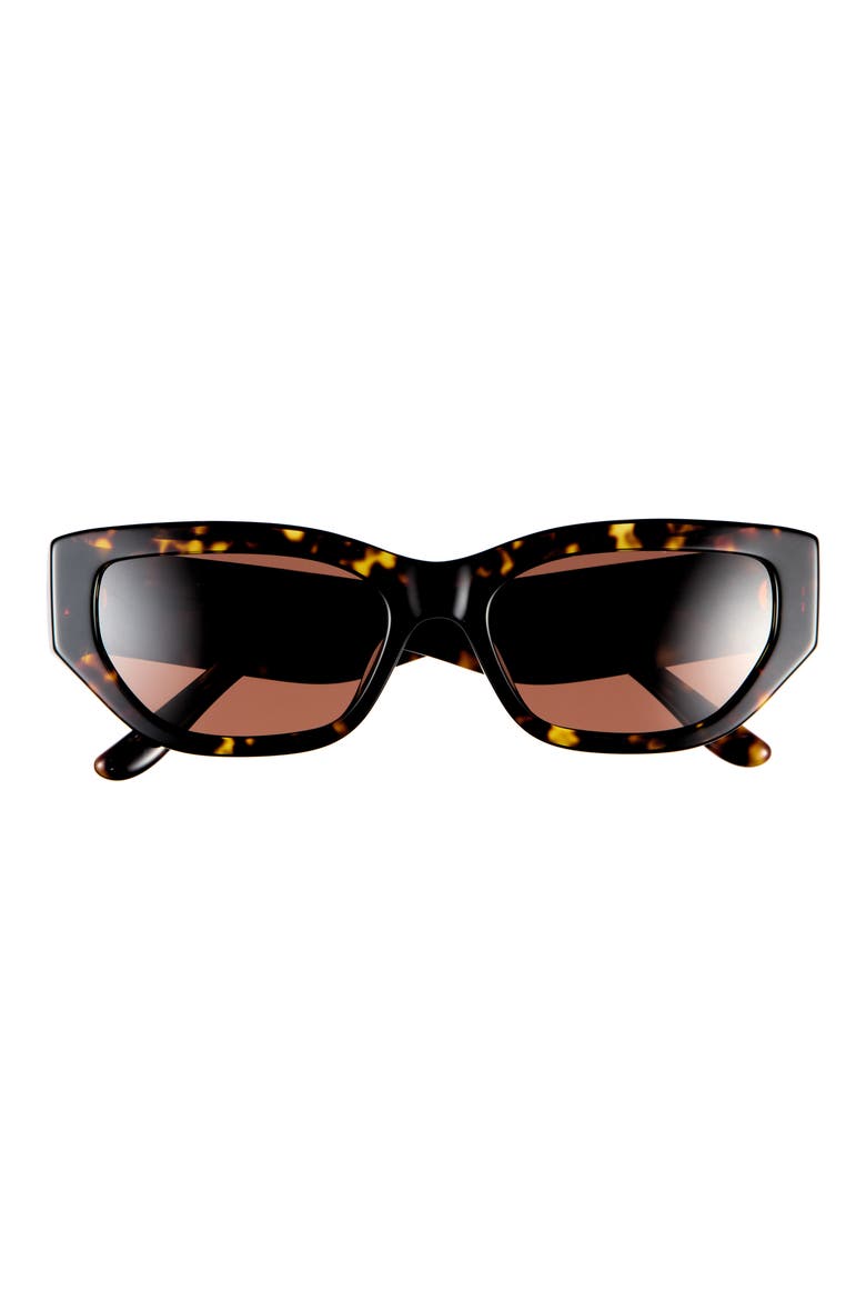 55mm Rectangular Sunglasses, Main, color, DARK TORTOISE / DARK BROWN