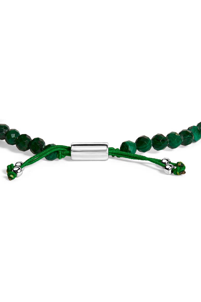 Sterling Silver Malachite Bead Station Bracelet with Bolo Clasp, Alternate, color, Silver