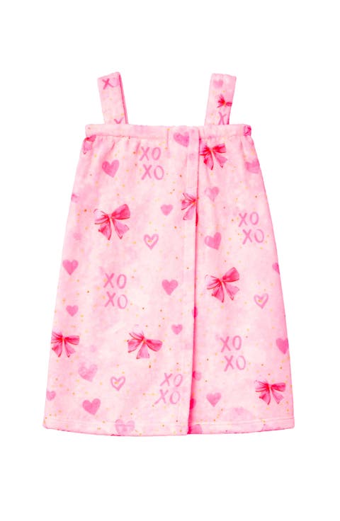 Plush Bow Print Spa Wrap