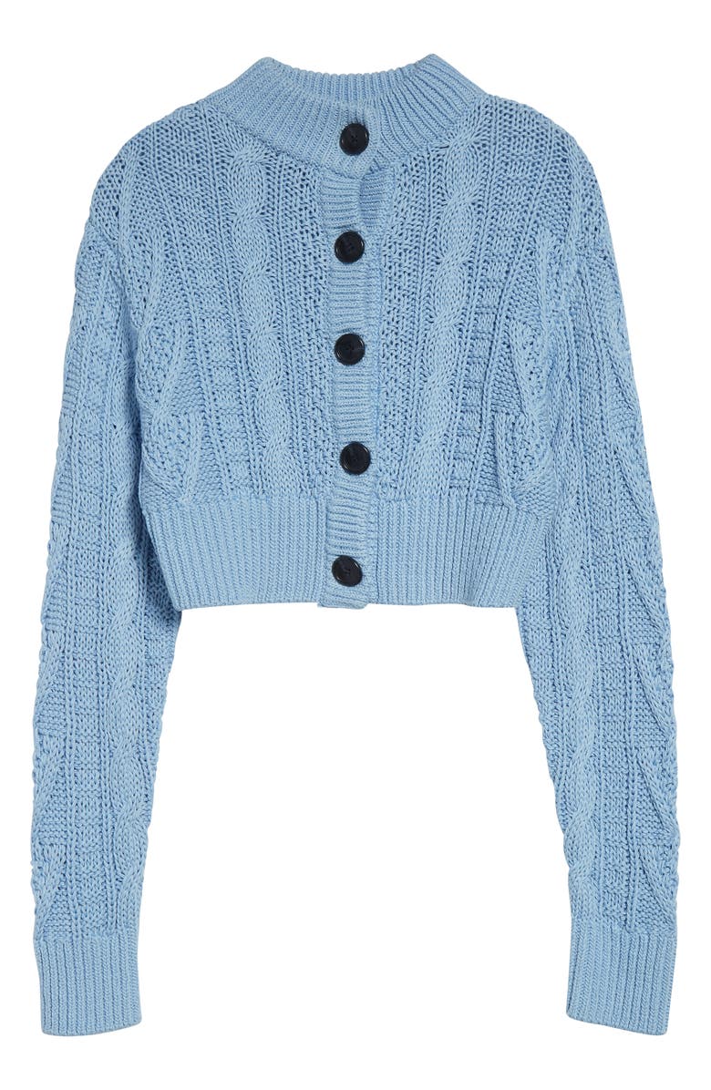 Emilia Wickstead Aleph Mixed Cable Cotton Cardigan, Alternate, color, Baby Blue