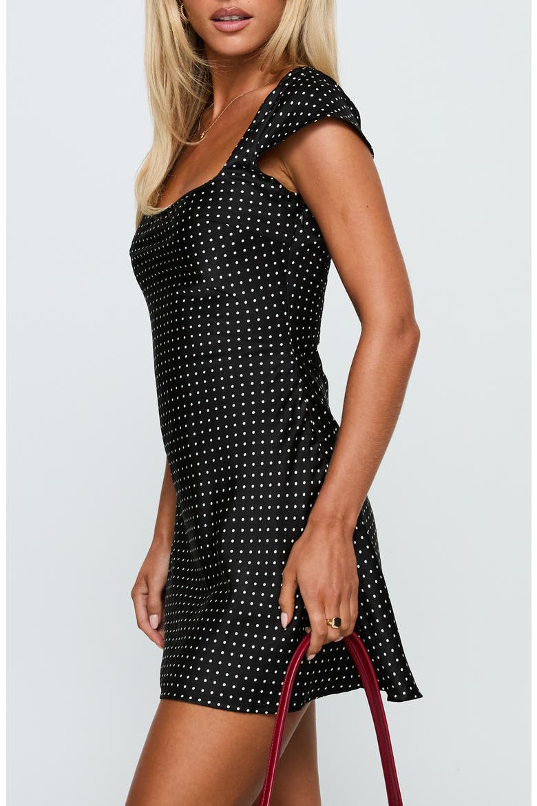 Lucienna Dot Minidress, Alternate, color, BLACK / WHITE