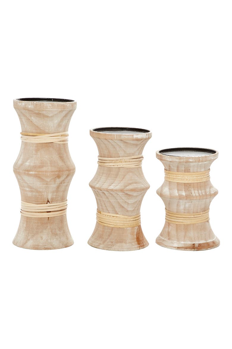 Brown Pine Coastal Candle Holder - Set of 3, Alternate, color, BROWN