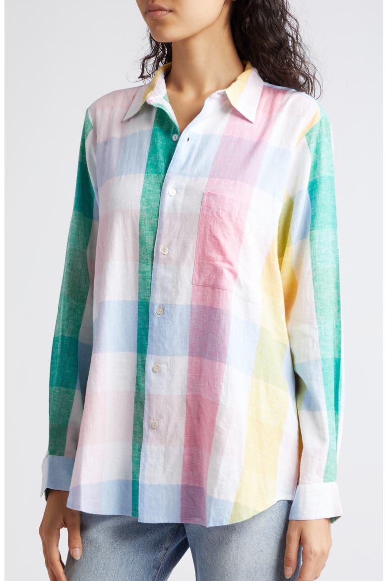Sofia Long Sleeve Burnout Lace Button-Up Shirt, Alternate, color, PASTEL PLAID