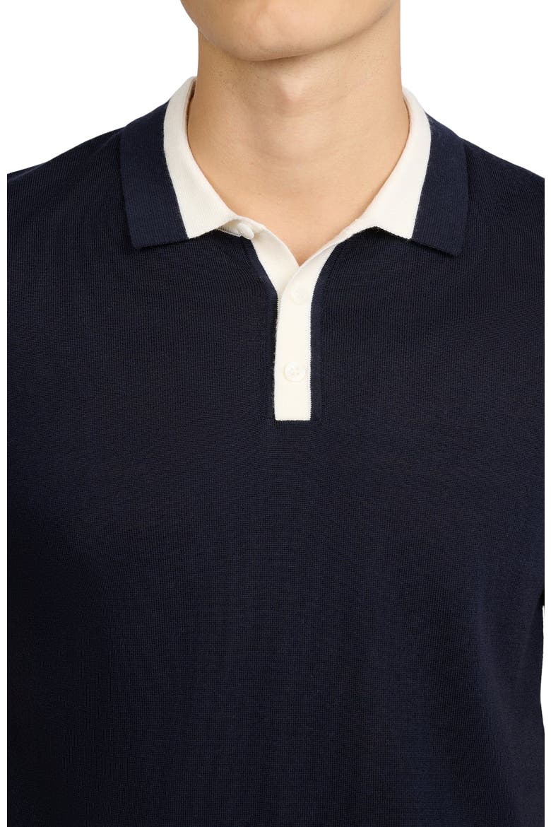 Extra Fine Merino Wool Polo, Alternate, color, MIDNIGHT/WHITE