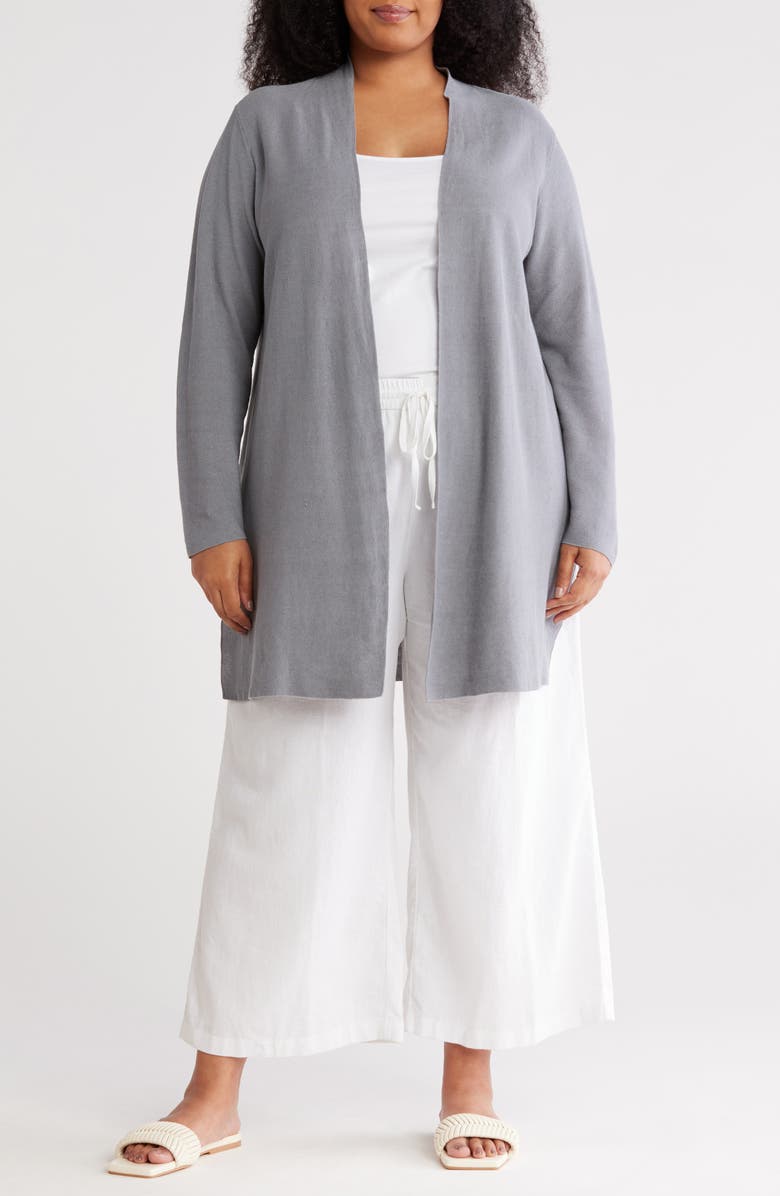 Eileen Fisher Longline Organic Linen & Organic Cotton Cardigan, Main, color,