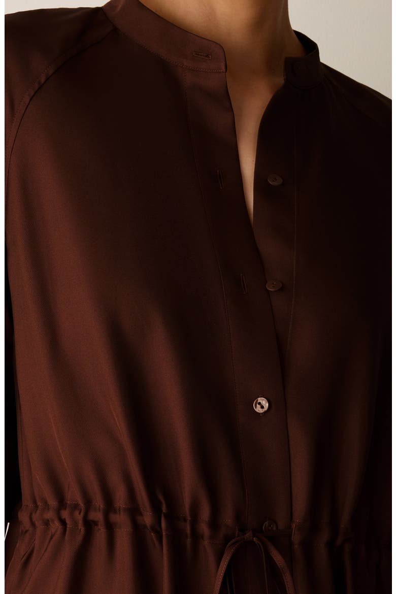 Silk Mandarin Collar Shirtdress, Alternate, color, TRUFFLE