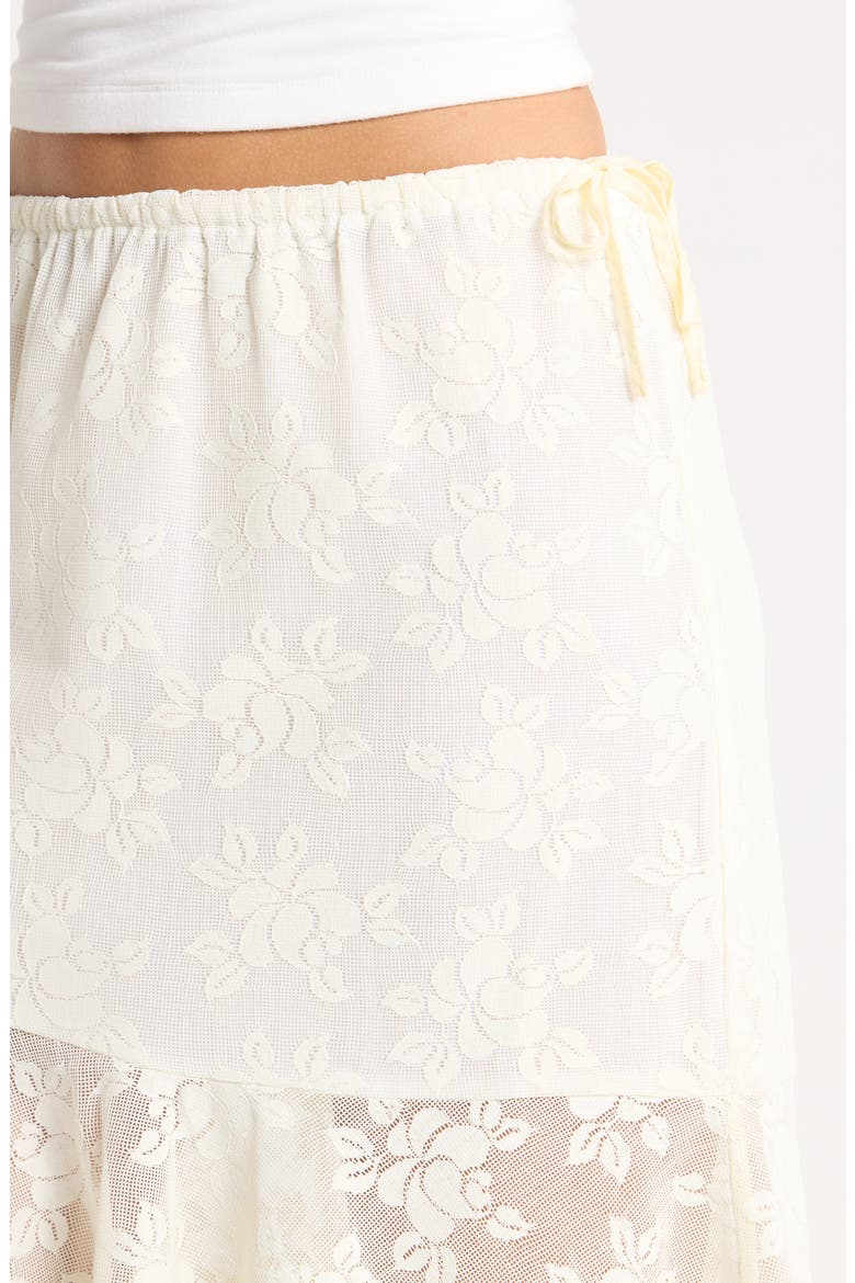 Floral Lace Asymmetric Skirt, Alternate, color, ECRU