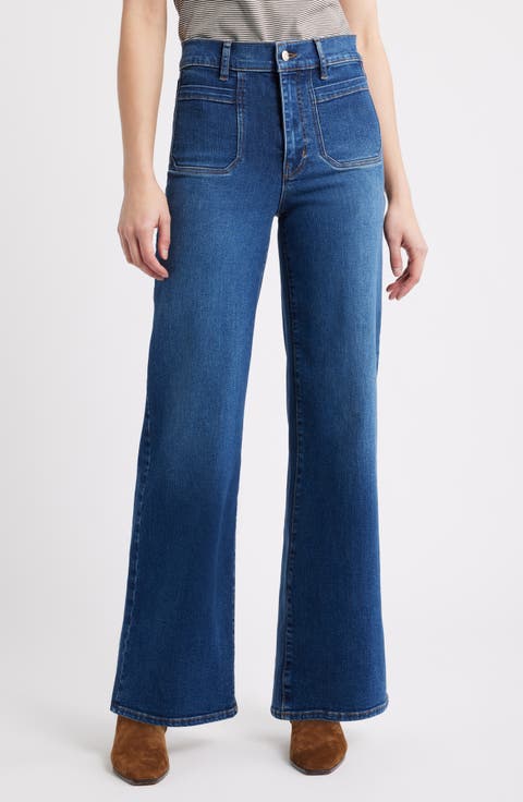 Le Slim Palazzo Patch Pocket High Waist Wide Leg Jeans