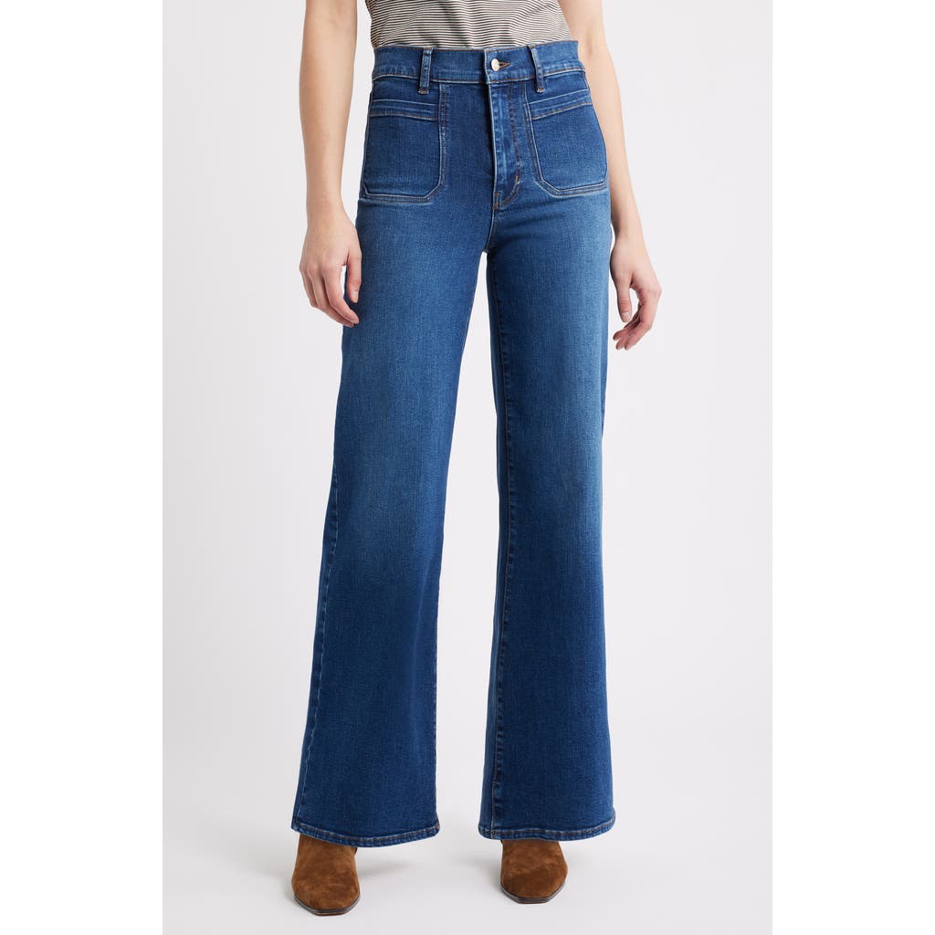 Frame Le Slim Palazzo Patch Pocket High Waist Wide Leg Jeans In Blue