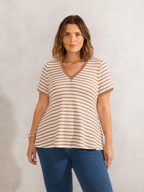 Contrast Stripe Crochet Top