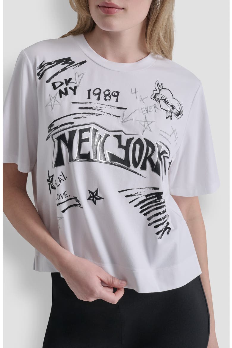 Embroidered 1989 Notebook Scribbles Graphic T-Shirt, Alternate, color, WHITE