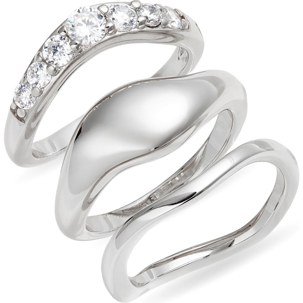 Nordstrom Set Of 3 Sculpted Rings In Metallic