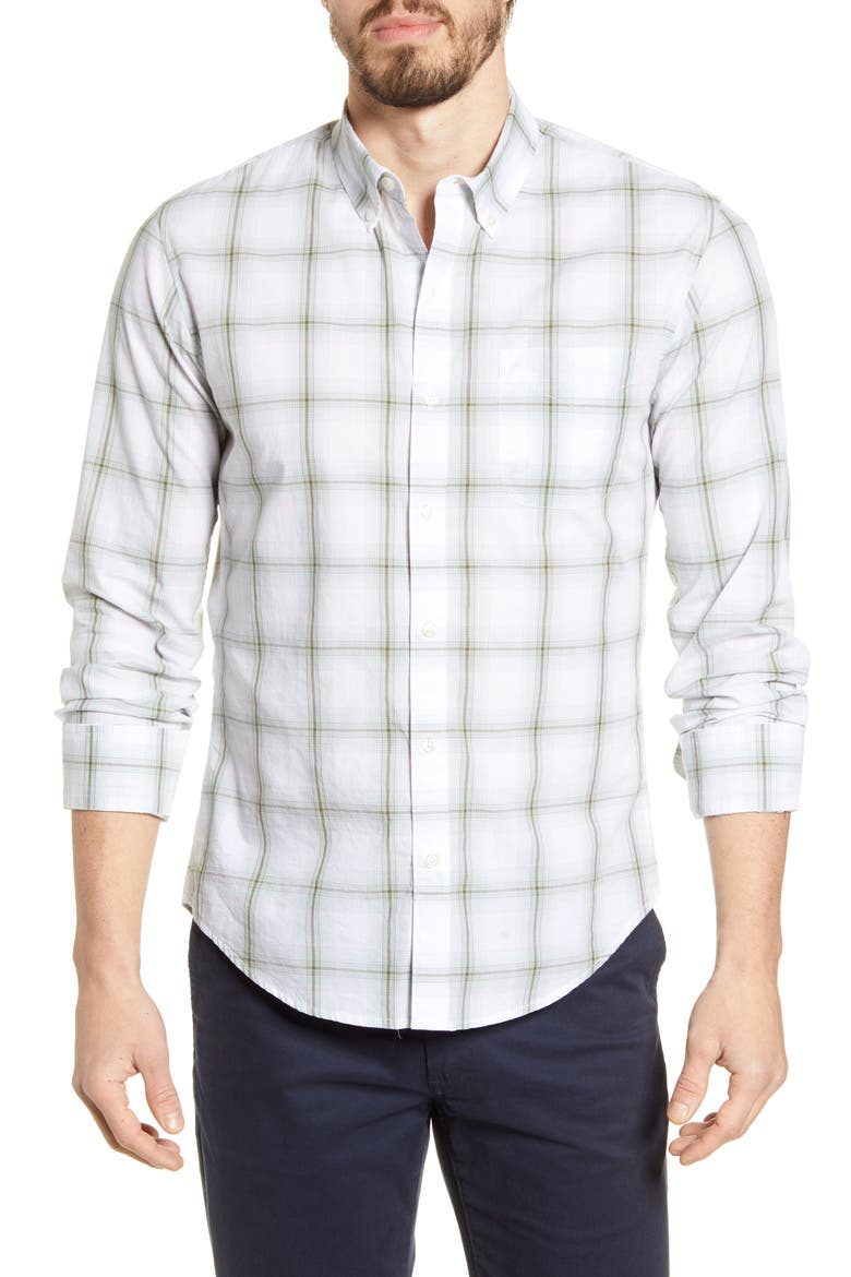 Summer Weight Slim Fit Plaid Button-Down Shirt, Main, color, CORVO PLAID SPIRIT LAMP