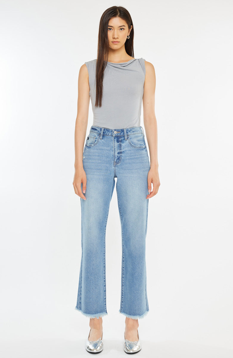 Bri Essentials High Rise Slim Wide Leg Jeans