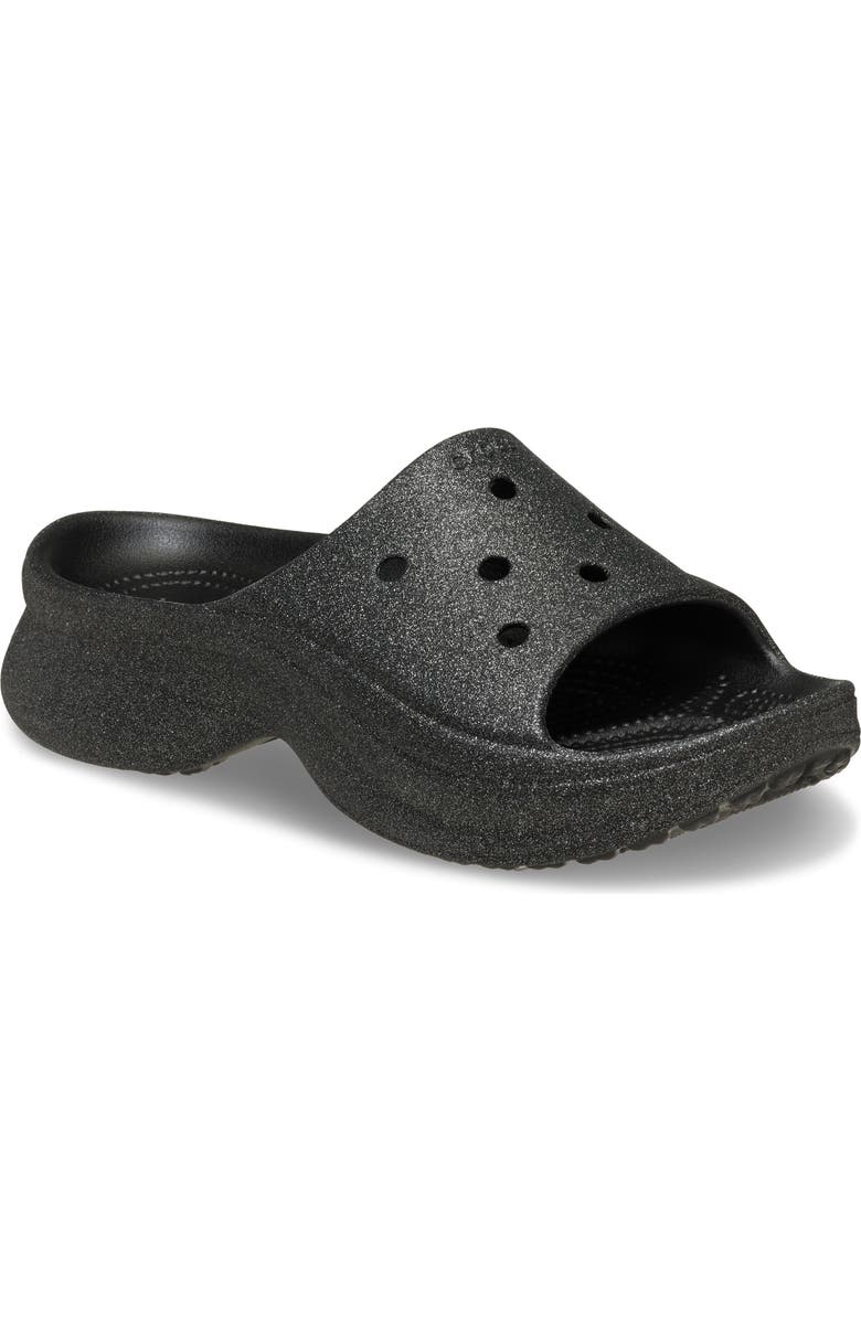 CROCS Bae Glitter Slide Sandal, Main, color, Black