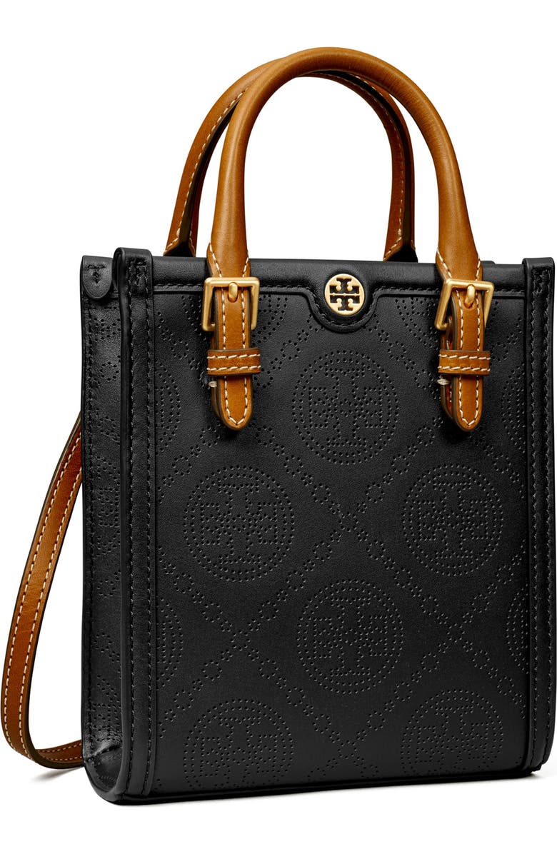 Tory Burch Mini T Monogram Perforated Leather Crossbody Tote, Alternate, color,