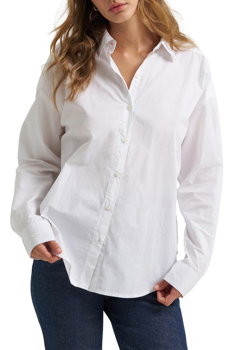 60s Button-Up Shirt, Main, color, WHITE STAR