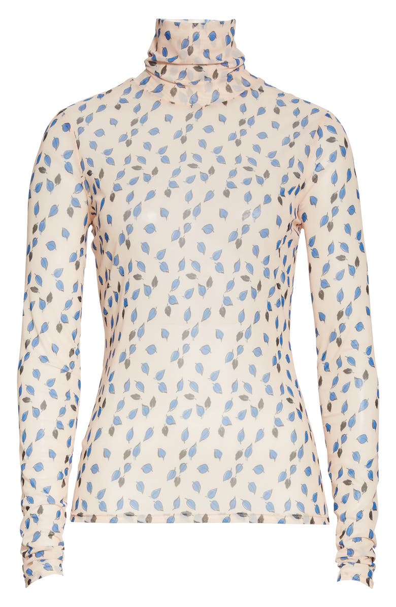 Yigal Azrouël Falling Leaf Print Mesh Top, Alternate, color, Blush Multi
