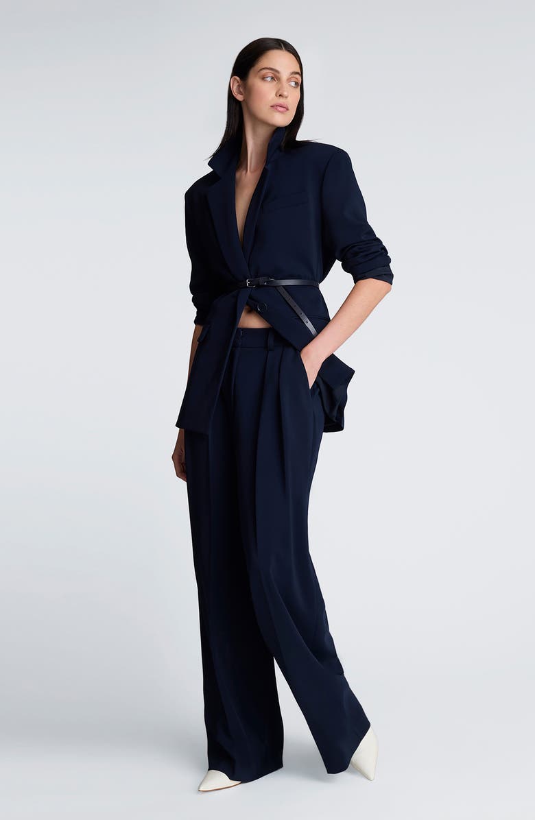 Kenneth Cole Luxe Twill Belted Blazer, Alternate, color,