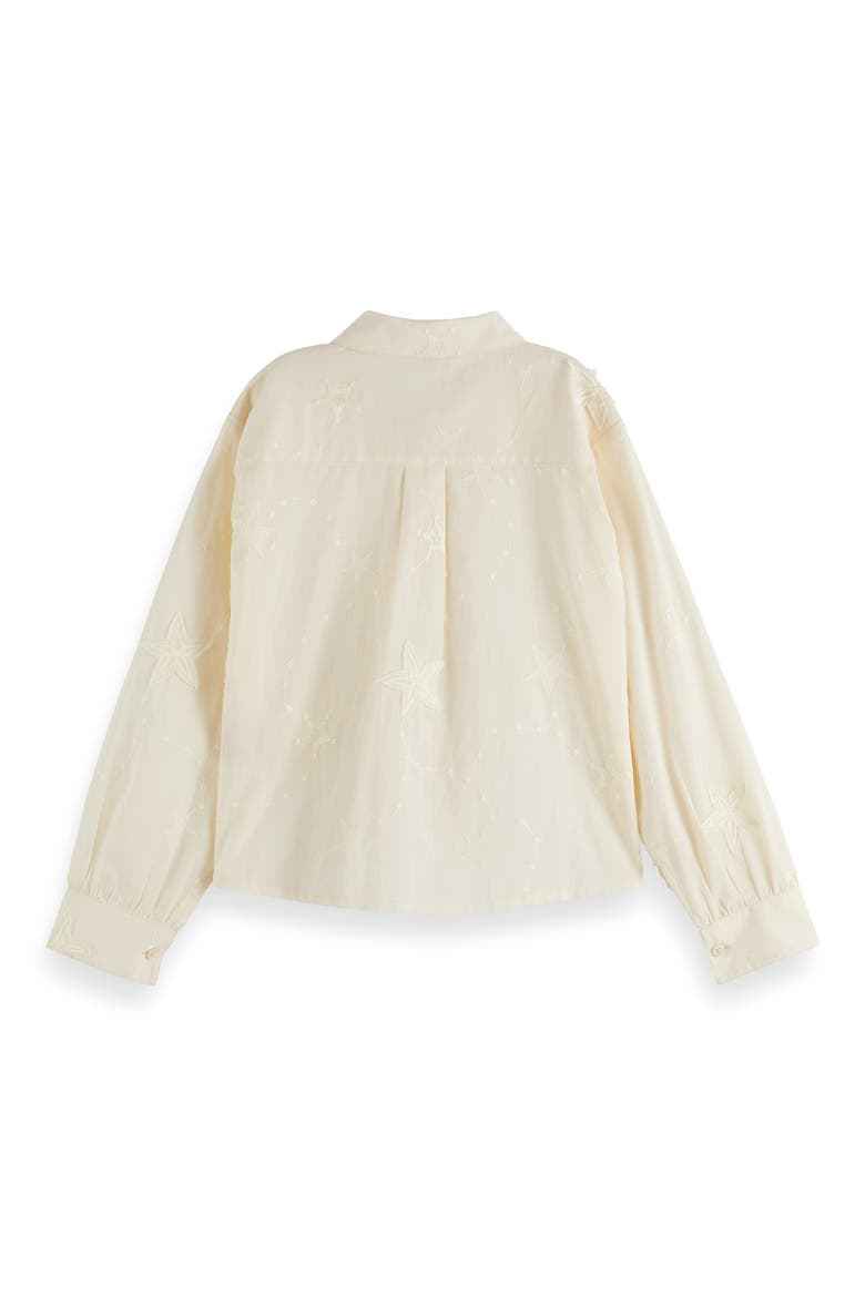 Kids' Star Embroidered Cotton Button-Up Shirt, Alternate, color, EGGNOG