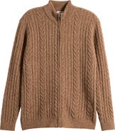 Topman Cable Knit Zip Cardigan