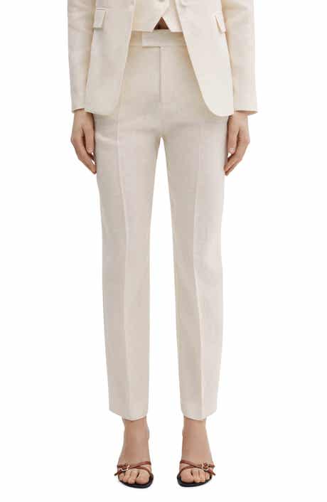 MANGO Straight Leg Linen Pants