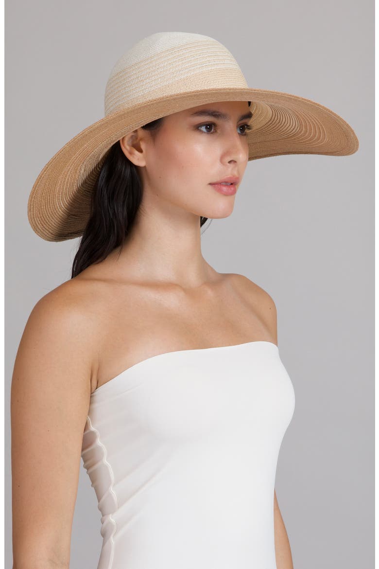 Bunny Ombré Straw Sun Hat, Alternate, color, IVORY/ NATURAL/ CAMEL