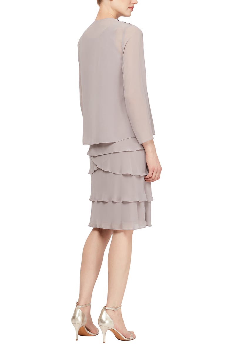 SL FASHIONS SLNY Sequin Chiffon Jacket Dress, Alternate, color, Dmr