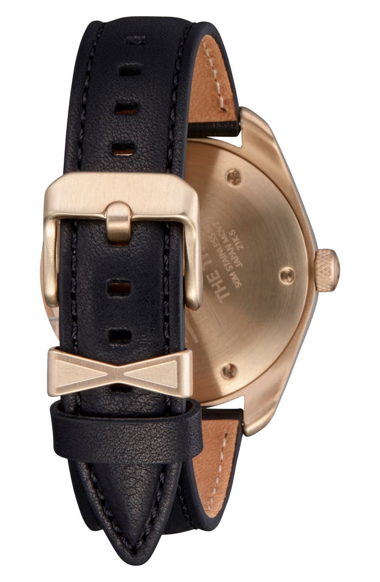 Nixon Thalia Leather Strap Watch, 38mm, Alternate, color, Light Gold / Black