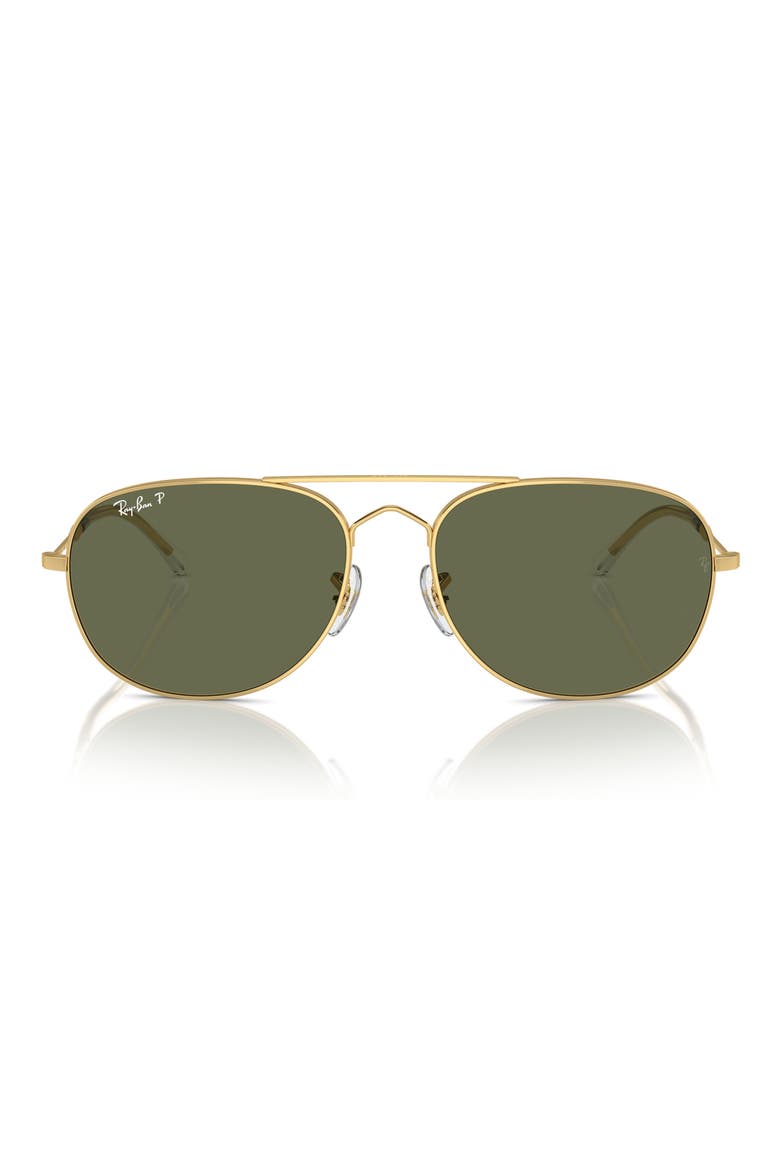 Bain Bridge 60mm Polarized Pillow Aviator Sunglasses, Main, color, GOLD FLASH