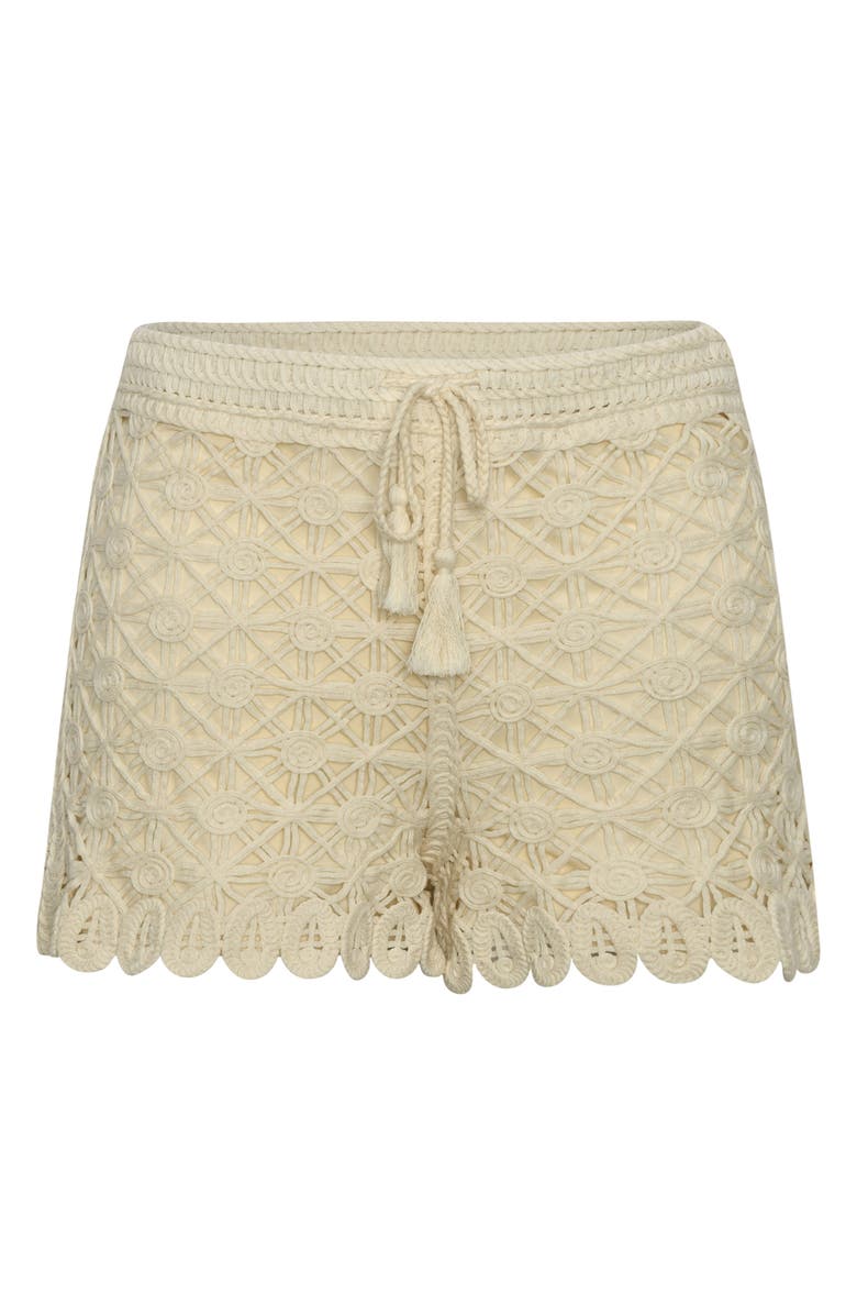 La Blanca Serenity Soutache Cotton Cover-Up Shorts, Alternate, color, Ivory
