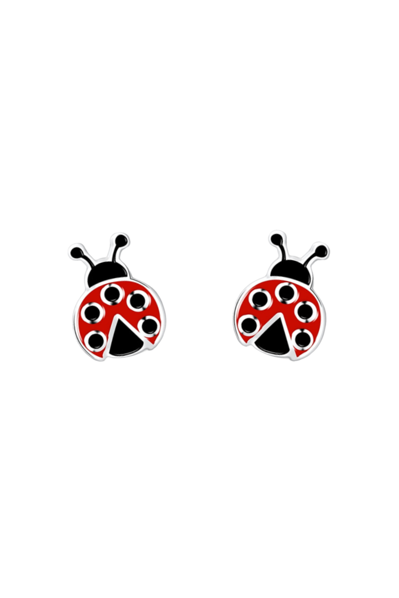 Kids' Sterling Silver Ladybug Stud Earrings in Gift Bottle, Alternate, color, Red
