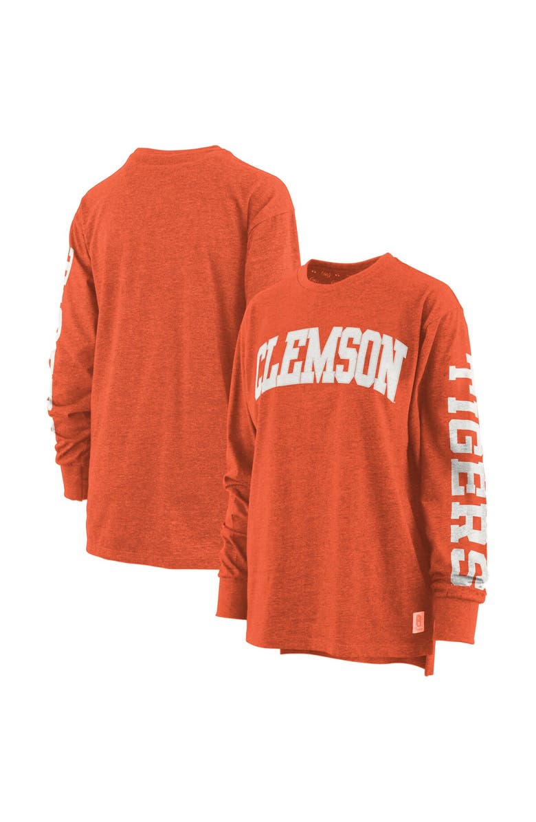PRESSBOX Women's Pressbox Orange Clemson Tigers Plus Size Two-Hit Canyon Long Sleeve T-Shirt, Main, color, Orange