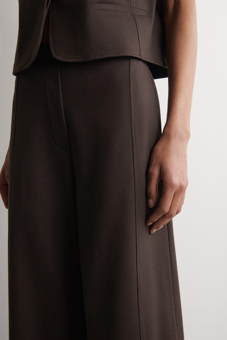 Twill-jersey Straight-leg Culottes, Alternate, color, DARK BROWN