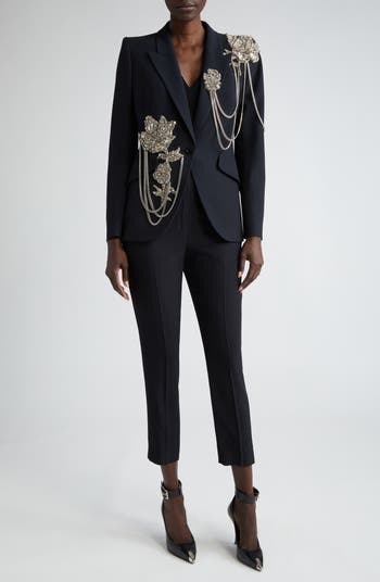 【関税込み】alexander mcqueen CREPE CIGARETTE PANTS McQueen High Waist Leaf Crepe Cigarette Trousers | Nordstrom