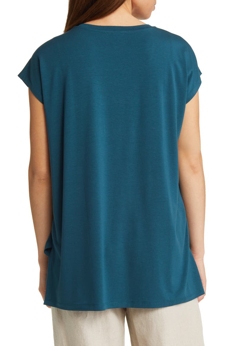 V-Neck Long Boxy Top, Alternate, color, PACIFIC